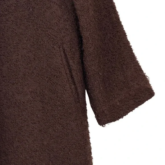 Vtg. 60s Boucle Wool Swing Coat Fur Collar Jackie O Mod Dark Academia Old Money - Picture 5 of 11